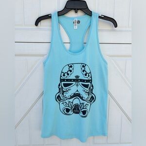 Star Wars Stormtrooper Tank Top Henna Design Blue Racerback Size M